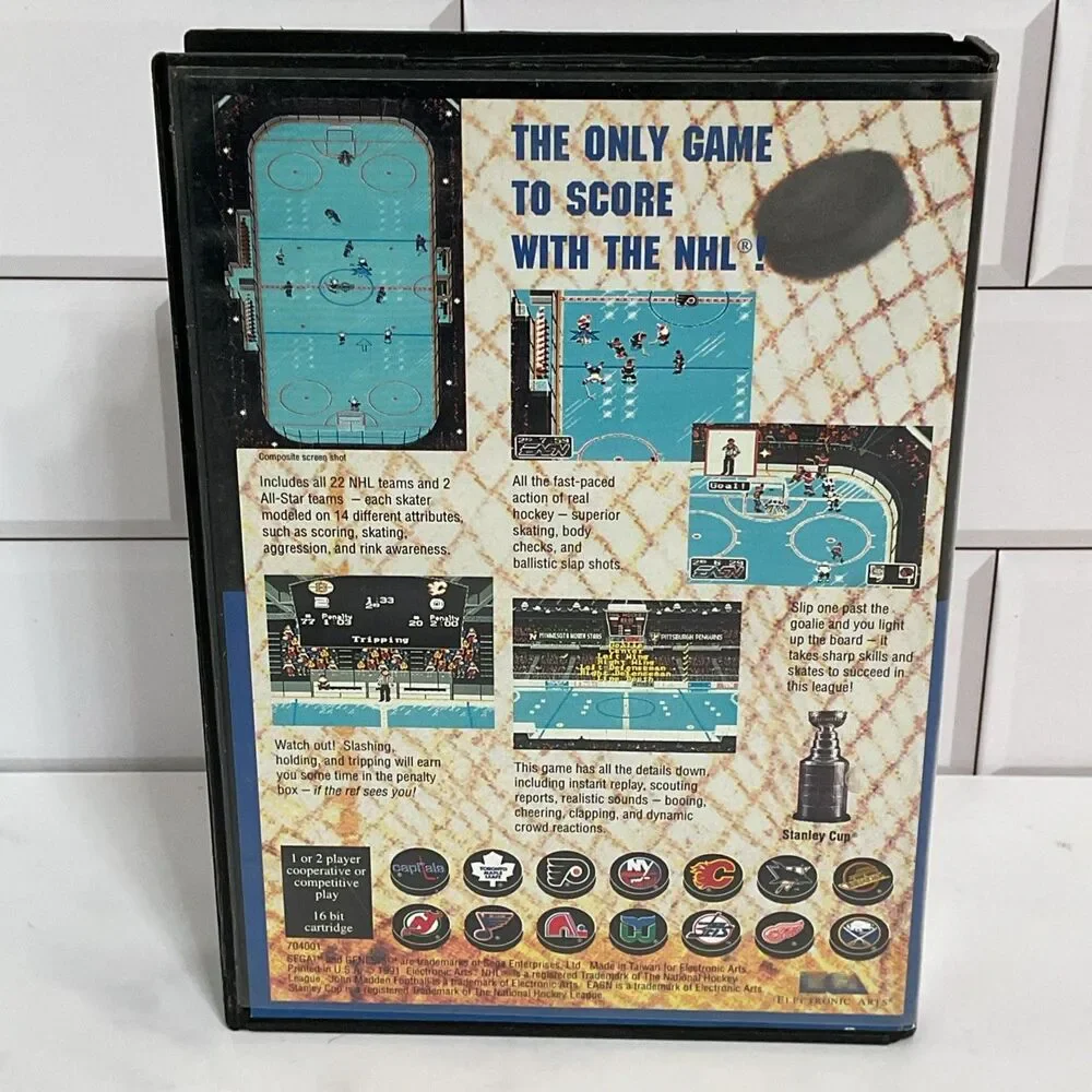 Vintage NHL Hockey Sega Genesis, 1991 With Book. Used. Untested